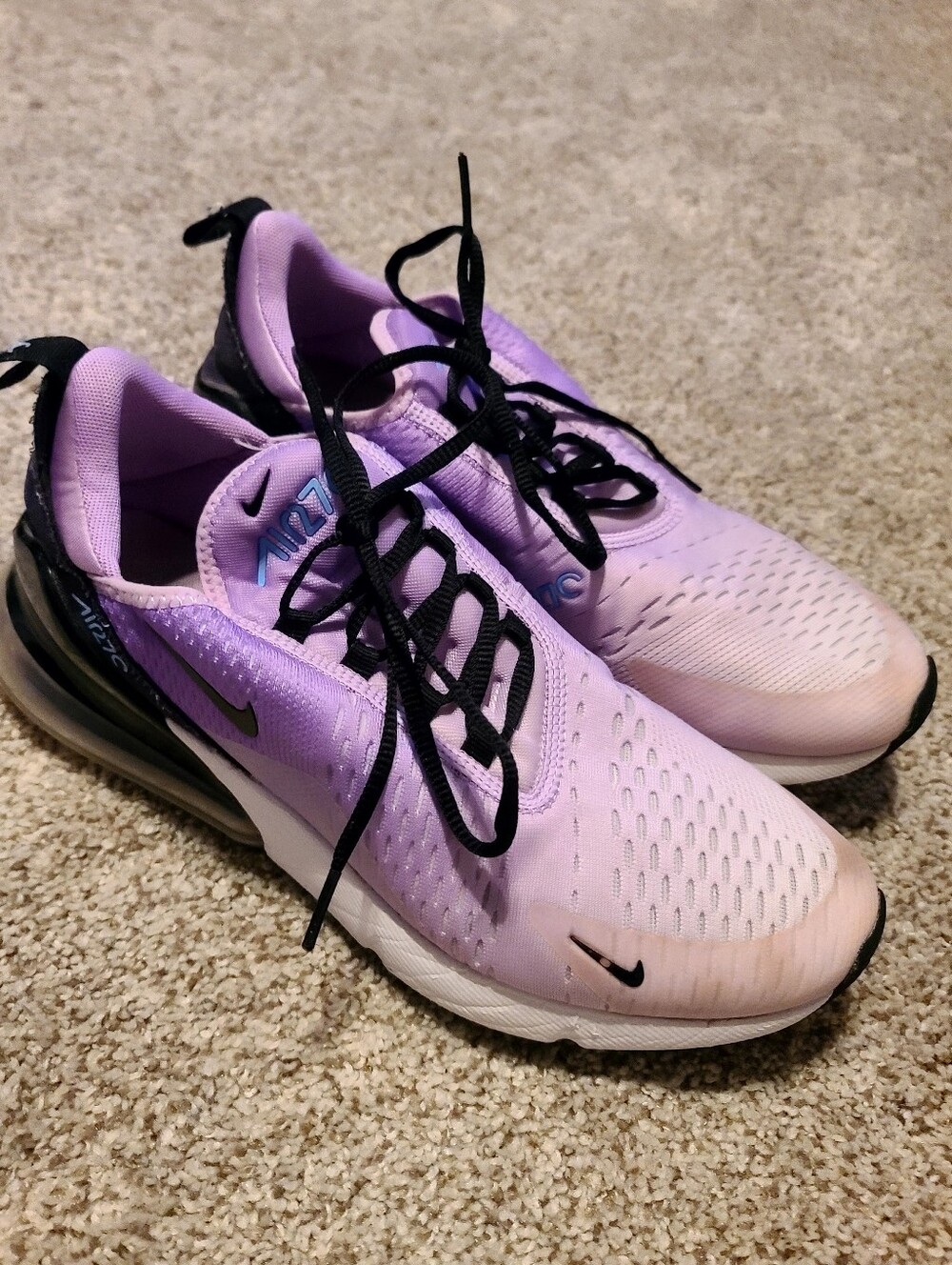 Women’s 10.5, Nike Air Max 270 Athletic Sneakers - Lavender & Black